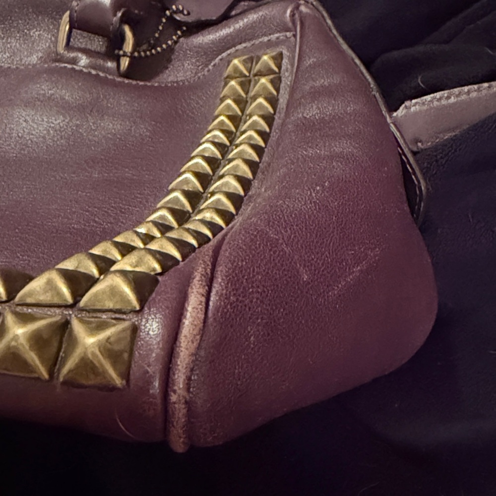 Coach Dark Purple Satchel with Gold Studs - Picture 13 of 13